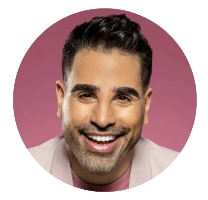 Dr Ranj Singh headshot, in collab with beknown and house of pride.