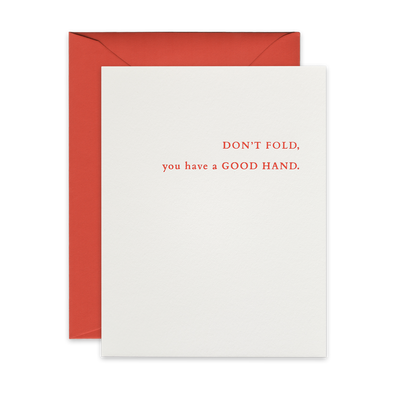 Peach foil letterpress greeting card by beknown. Don't fold, you have a good hand.