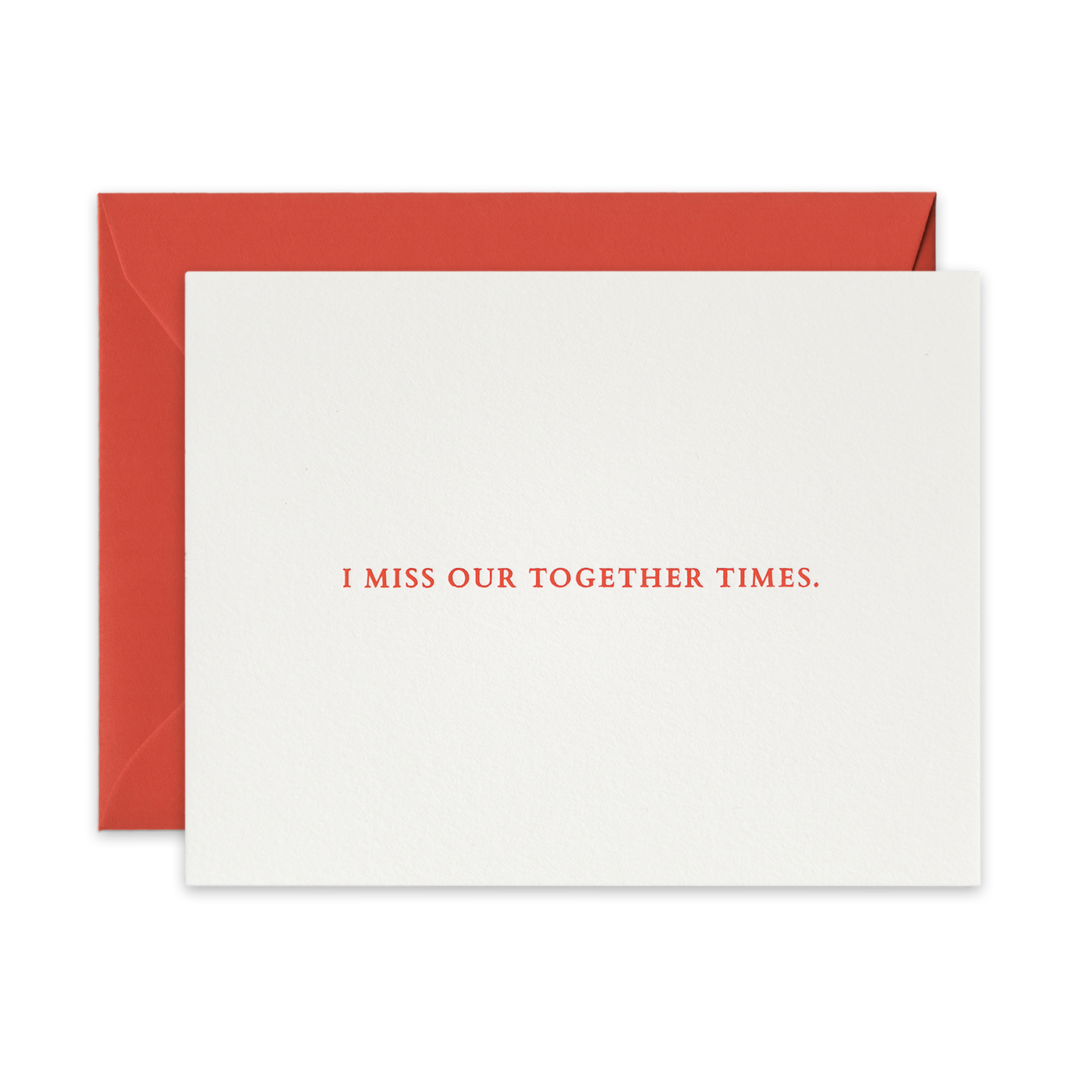 Peach foil letterpress greeting card by beknown. I miss our together times.