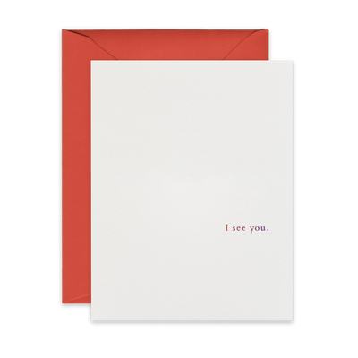 Ómbre printed front of greeting card by beknown. I see you.